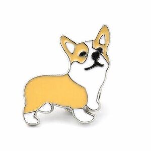 Yellow and White Corgi Enamel Pin – Cute Dog Lapel Pin